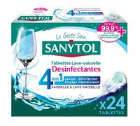 Sanytol -Tablettes Lave-Vaisselle 4 en 1 Désinfectantes - 24 Tablettes - Lavage, Désinfection, Rinçage, Désodorisant - Bactéricide, Virucide, Levuricide