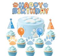 SANYUANHE Décorations Pour Gâteau Anniversaire Chien,25 pièces Chien Dog Fête Familiale, Thème D’anniversaire Enfant,Happy birthday,Cupcake Toppers，Incluant Décorations Pour Cupcakes