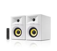 Sanyun SW205 4" 80W Enceintes Bibliothèques HiFi, Moniteurs de Studio Actifs 2.0 Champ Proche, Champ Sonore 3D Amélioré, DAC & DSP Haut de Gamme, Caisson Diffusion, Bluetooth 5.4/Optique/AUX, Blanc