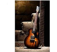 SanZez 5D Diamant Peinture Pleine Ronde Guitare Musique Autocollant Diamant Art Mosaïque Résine 3D Foret Rond Toile Broderie Décoration 50x50 cm