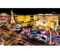 SanZez Belle vue nocturne de Las Vegas États-Unis DIY 5D Diamant Peinture par numéro Kits uniques Décoration murale en cristal strass Décoration murale Point de croix 30 x 40 cm