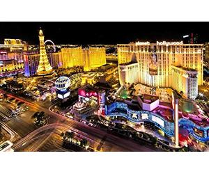 SanZez Belle vue nocturne de Las Vegas États-Unis DIY 5D Diamant Peinture par numéro Kits uniques Décoration murale en cristal strass Décoration murale Point de croix 30 x 40 cm
