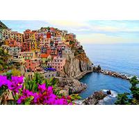 SanZez Cinque Terre Italie DIY 5D Diamant Peinture par numéro Kits uniques Décoration murale en cristal strass Décoration murale Point de croix 30 x 40 cm