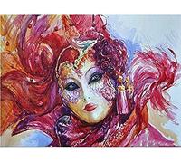 SanZez Peinture diamant 5D à faire soi-même, motif masque vénitien, aquarelle, broderie au point de croix, mosaïque complète, 30x40cm