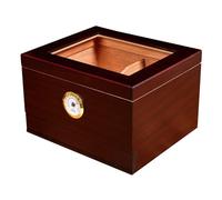 SanzIa Humidor à Cigares Pouvant Contenir 40 Cigares, Boîte en Bois de Cèdre avec Couvercle en Verre avec Séparateurs, Humidificateurs, Hygromètre, Tiroirs pour Accessoires pour Le Bureau à Domicile