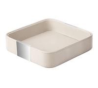 SANZIE Petit organiseur de bureau en cuir de luxe, plateau décoratif pour table d'entrée pour contenir bijoux, montres, portefeuille, accessoires de maison et de bureau (gris métallique argenté)