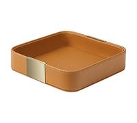 SANZIE Petit plateau de rangement décoratif en cuir de luxe pour bureau, table d'entrée, bijoux, montres, cosmétiques, clés, téléphone, portefeuille, accessoires de maison et de bureau (glissière en