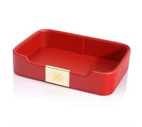 SANZIE Plateau de rangement en cuir de luxe pour bureau,Plateau décoratif pour table d'entrée pour contenir bijoux, montres, cosmétiques, portefeuille, accessoires de maison et de bureau (rouge)
