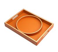 SANZIE Plateau de rangement en cuir de qualité supérieure - Plateau de service décoratif pour articles divers, cosmétiques, téléphone, portefeuille, couverts