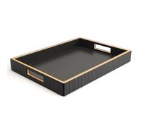 SANZIE Plateau de rangement en cuir de qualité supérieure - Plateau de service décoratif pour articles divers, cosmétiques, téléphone, portefeuille, couverts