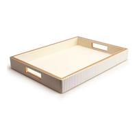 SANZIE Plateau de rangement en cuir de qualité supérieure - Plateau de service décoratif pour articles divers, cosmétiques, téléphone, portefeuille, couverts