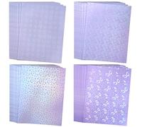 SANZIX Lot de 36 feuilles de papier stratifié holographique transparent - Format A4 - Imperméable - Feuilles de papier autocollant en vinyle (fleur, papillon, petits et grands cœurs)