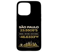 Sao Paulo Brésil coordonne Le Design Minimaliste de l'identité de la Ville Coque pour iPhone 15 Pro Max