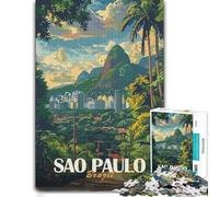 Sao Paulo Cityscape Puzzle en Bois 300 pièces, Activité Intérieure | Une activité sans écran autour de la table: une progression régulière pendant une soirée calme.