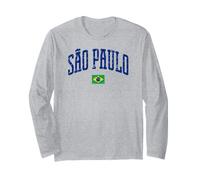 Sao Paulo T-Shirt Vintage Motif Drapeau du Brésil Manche Longue