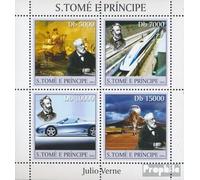 Sao Tome e Principe 2554-2557 Feuille Miniature (complète. édition) neuf avec Gomme Originale ** MNH 2004 Jules verne (Timbres pour Les collectionneurs) vehicules sur Rails/funiculaire