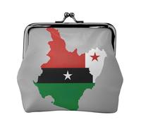 Sao Tomé-et-Principe Drapeau Map01 Petite trousse de maquillage pour sac à main, sac de rangement pour cartes bancaires rétro compact multifonction, noir, One Size, Art déco