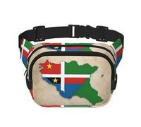 Sao Tomé-et-Principe Drapeau Map02 Imprimé Mignon Grand Sac banane noir pour femme Sac banane en nylon à la mode, noir, One Size