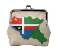Sao Tomé-et-Principe Drapeau Map02 Petite trousse de maquillage pour sac à main, sac de rangement pour cartes bancaires rétro compact multifonction, noir, One Size, Art déco
