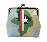 Sao Tomé-et-Principe Drapeau Map03 Petite trousse de maquillage pour sac à main, sac de rangement pour cartes bancaires rétro compact multifonction, noir, One Size, Art déco