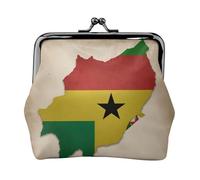 Sao Tomé-et-Principe Drapeau Map04 Petite trousse de maquillage pour sac à main, sac de rangement pour cartes bancaires rétro compact multifonction, noir, One Size, Art déco