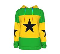 Sao Tomé-et-Principe Drapeau Patriotique Sao Tomé-et-Principe Drapeau Graphique Sweat À Capuche Hoodie Femme Sweat Avec Poches Col Rond Pour Usage Quotidien Activités De Loisirs Plein Air Pique-Niques