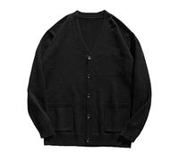 SaoBiiu Automne Hiver Pull Homme Grande Taille Simple Boutonnage Cardigan Manteau, Noir , XXXXL