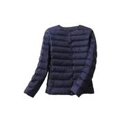SaoBiiu Doudoune pour femme, col rond, col en V, sans col, léger, matelassé, ultra léger, bleu marine, L