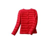 SaoBiiu Doudoune pour femme, col rond, col en V variable, sans col, légèrement matelassé, ultra léger, manteau puffer, Rouge, L
