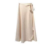 Jupe Été Femme Taille Haute Côté Cravate Plage Décontracté Jupe Portefeuille Femme Élégante Jupes Mi-Longues Beige One Size