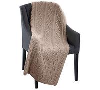 SAOL 100 % laine mérinos chaude et douce Fischer Out of Ireland Couverture 152 x 101 cm (flocons d'avoine)