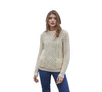 SAOL Aran Pull Ras du Cou en Laine Torsadée (Naturel, SML)