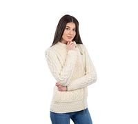 SAOL Cardigan Irlandais pour Femme en 100% Laine mérinos Irlandaise avec Fermeture éclair - Marron - XX-Large