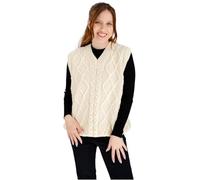 SAOL Cardigan sans Manches à col en V pour Femme, Naturel