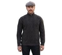 SAOL Irlandais Hiver Pull 100% Laine Mérinos col Zippé Pêcheur Câble Tricot pour Homme (Charbon, S)