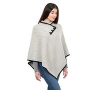 SAOL Poncho à chevrons en laine mélangée douce pour femme, Gris à chevrons, Large/X-Large