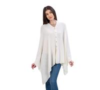 SAOL Poncho en laine d'agneau léger pour femme - Taille unique, blanc, taille unique