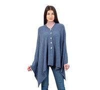 SAOL Poncho en laine d'agneau léger pour femme - Taille unique, bleu, taille unique