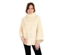 SAOL Poncho pour femme 100 % laine mérinos, naturel, taille unique