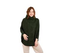 SAOL Poncho pour femme 100 % laine mérinos, vert militaire, taille unique