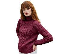SAOL Pull en laine à col roulé pour femme, pull irlandais torsadé, fabriqué en Irlande, M