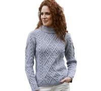 SAOL Pull en laine irlandaise pour femme, gris, XX-Large