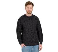 SAOL Pull en tricot torsadé 100 % laine mérinos irlandaise traditionnelle Aran pour homme, Anthracite, Taille 3XL