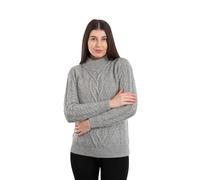 SAOL Pull irlandais pour femme en 100 % laine mérinos Irlande, gris, Taille S