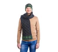 SAOL - Trois trèfles - Écharpe 100 % laine mérinos pour homme - Taille unique - noir - taille unique