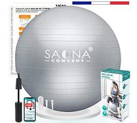 Saona Concept Ballon Fitness 55, 65 ou 75 cm avec Pompe | Ballon Gym, Pilates, Grossesse, Yoga, Kinésithérapie | Gym Ball ou Swiss Ball idéal pour Assise Bureau | Jusqu'à 300kg (65 cm)