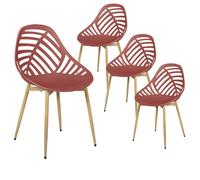 SAORI - Lot de 4 Chaises de Jardin Coque Plastique Ajourée Terracotta Pieds Métal - Altobuy Terracotta