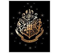 SaoTi Couverture Coralina Harry Potter 120 x 150 cm, bouclier, personnages, différents modèles et couleurs (bouclier fond noir)
