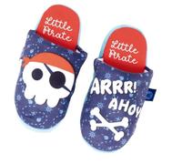 SaoTi Pantoufles pour enfants motif pirate, pantoufles d'intérieur pour enfants, style dessins pour enfants, bleu marine, 30/31 EU Ancho