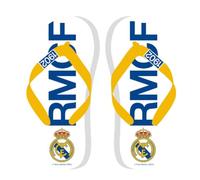 SaoTi Tongs Madrid Football - Sandales à orteils design Fans Team Merengue - Plage Piscine Casual, Blanches, 38 EU